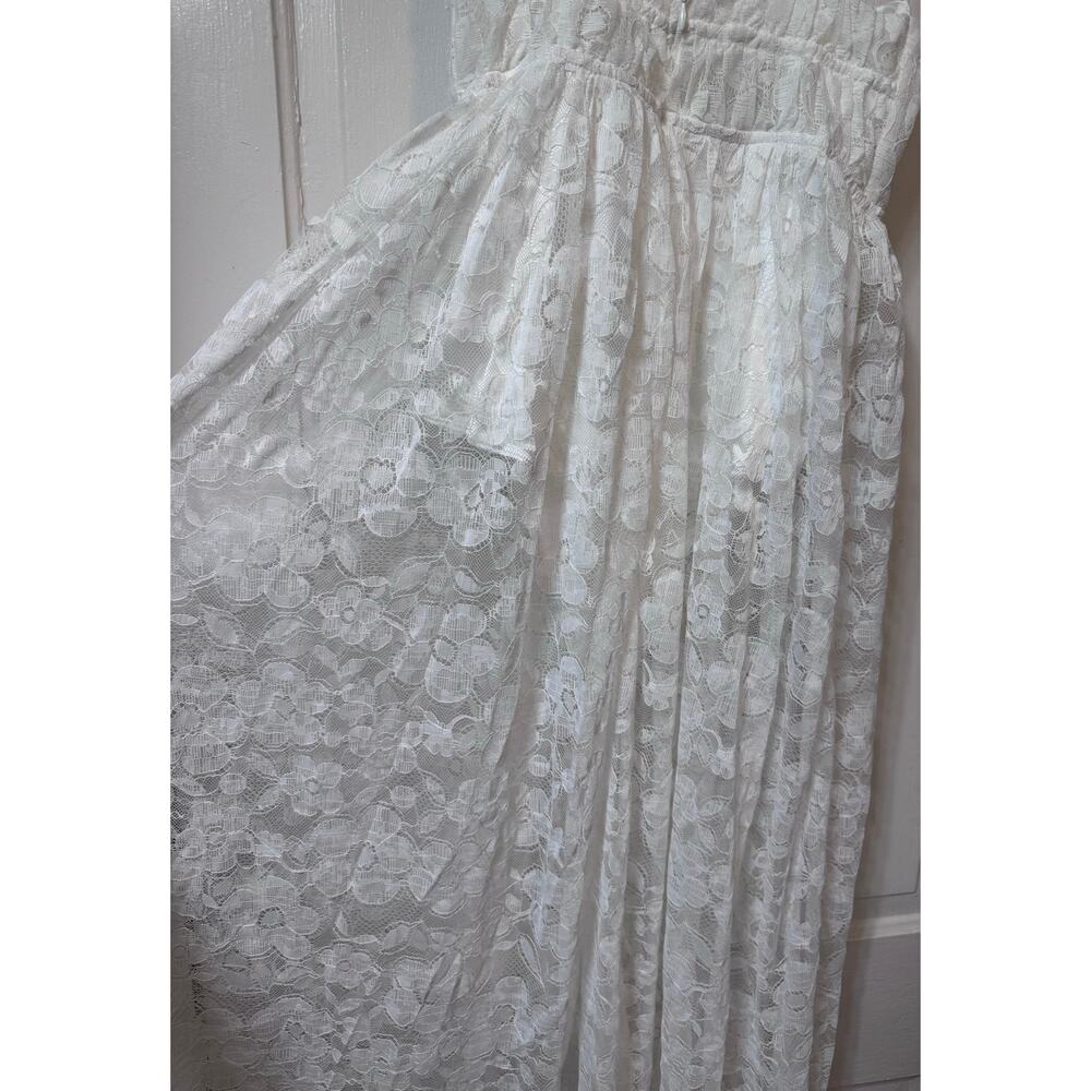 NWT For Love & Lemons Lorena White Lace Bodysuit Maxi Dress Size S - Picture 12 of 16